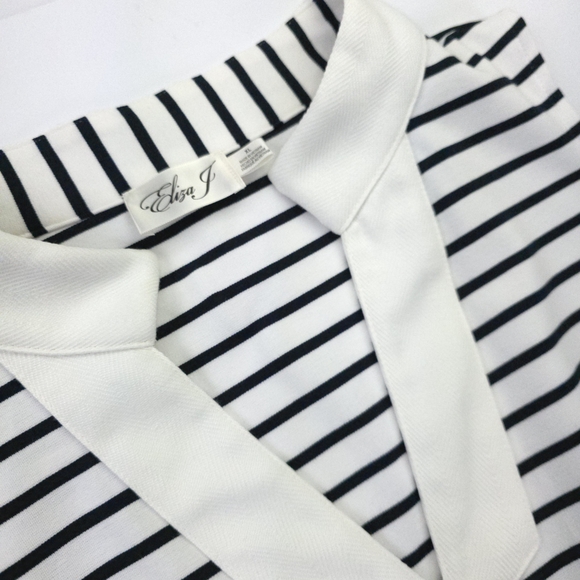 Eliza J Black and White Striped Casual Dress - Picture 5 of 12